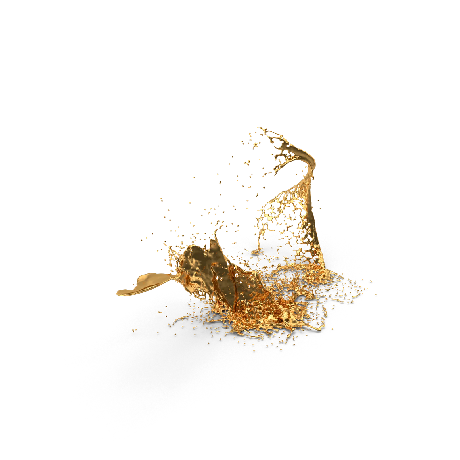 Goldfarbener Metall-Splash als Sinnbild für dekorative Goldveredelung