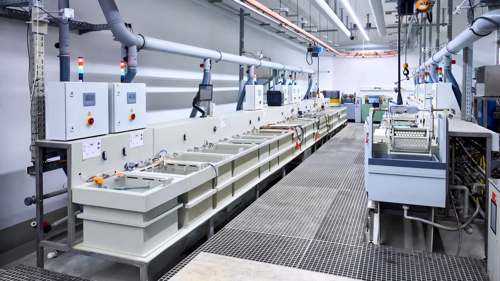 Trommelgalvanik-Linie der C. Jentner GmbH in Pforzheim mit Badwannenreihe